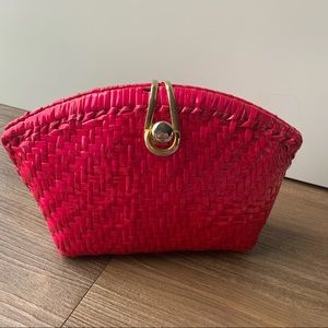 Vintage Hot Pink Wicker Clutch